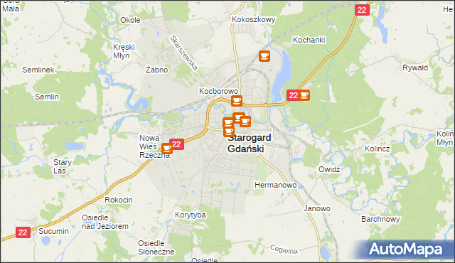 mapa Starogard Gdański, Starogard Gdański na mapie Targeo
