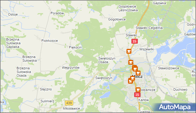 mapa Świętoszyn Osada, Świętoszyn Osada na mapie Targeo
