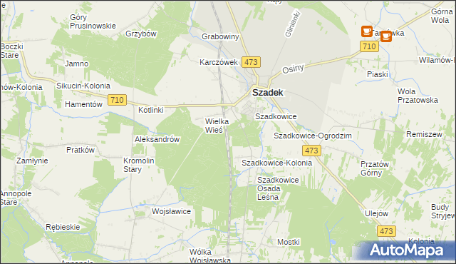 mapa Szadek powiat zduńskowolski, Szadek powiat zduńskowolski na mapie Targeo