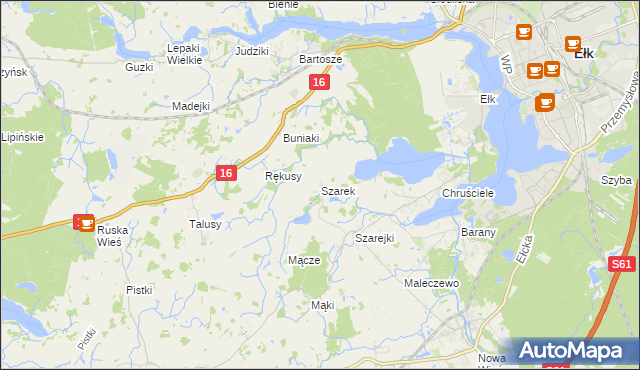 mapa Szarek gmina Ełk, Szarek gmina Ełk na mapie Targeo