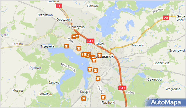 mapa Szczecinek, Szczecinek na mapie Targeo