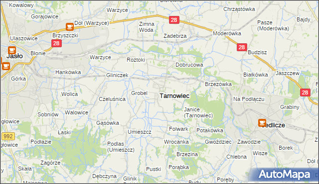 mapa Tarnowiec powiat jasielski, Tarnowiec powiat jasielski na mapie Targeo