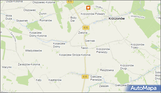 mapa Teklin gmina Krzczonów, Teklin gmina Krzczonów na mapie Targeo