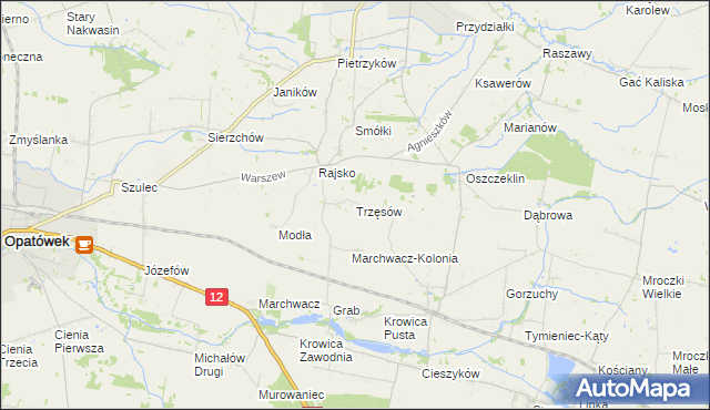 mapa Trzęsów gmina Szczytniki, Trzęsów gmina Szczytniki na mapie Targeo