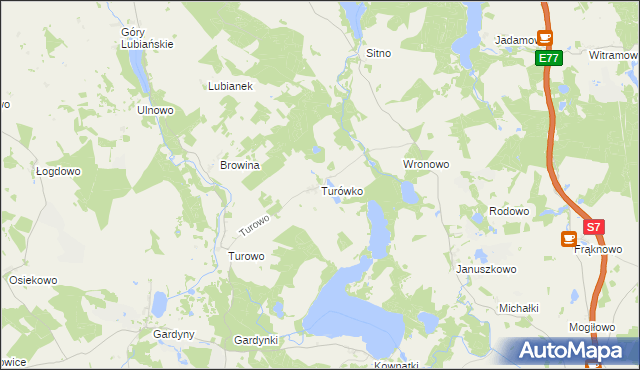 mapa Turówko, Turówko na mapie Targeo