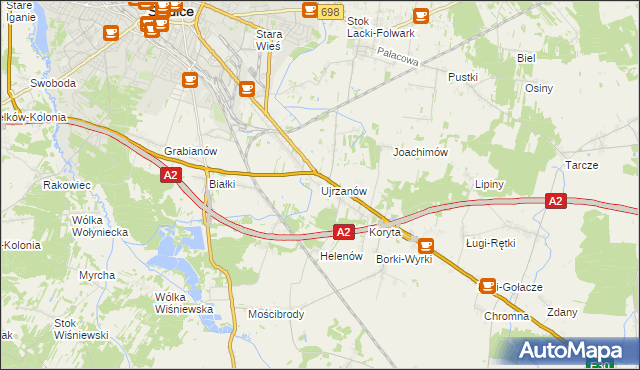 mapa Ujrzanów, Ujrzanów na mapie Targeo