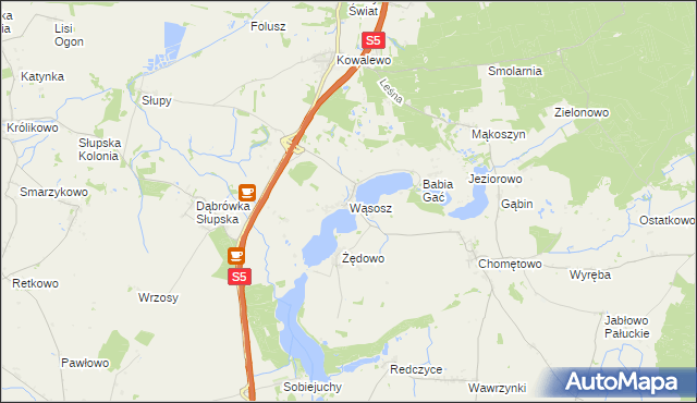 mapa Wąsosz gmina Szubin, Wąsosz gmina Szubin na mapie Targeo