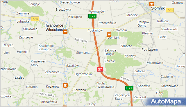 mapa Widoma gmina Iwanowice, Widoma gmina Iwanowice na mapie Targeo