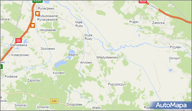 mapa Władysławowo gmina Łabiszyn, Władysławowo gmina Łabiszyn na mapie Targeo