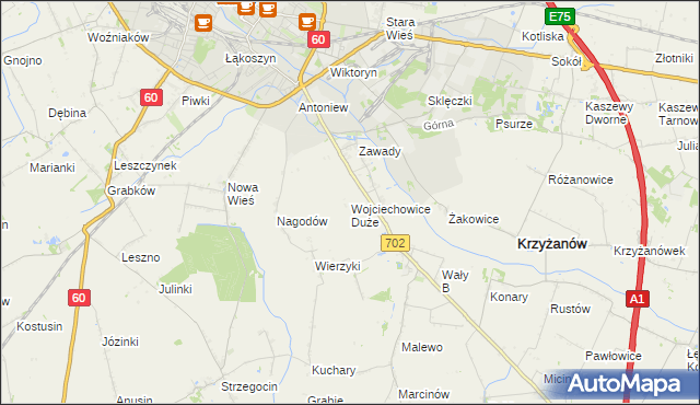 mapa Wojciechowice Duże, Wojciechowice Duże na mapie Targeo
