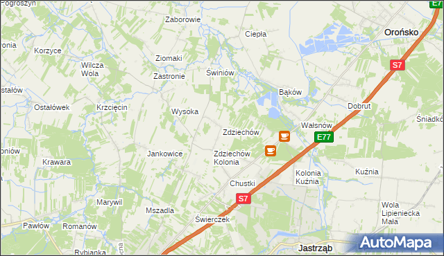 mapa Zdziechów gmina Szydłowiec, Zdziechów gmina Szydłowiec na mapie Targeo