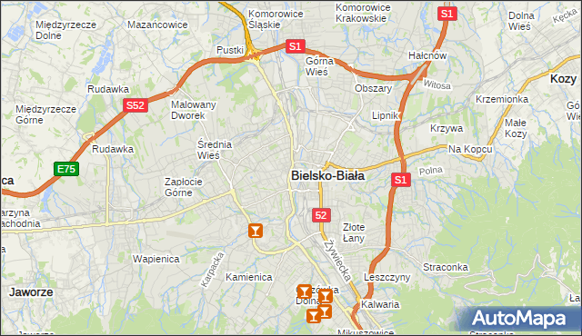mapa Bielsko-Białej, Bielsko-Biała na mapie Targeo
