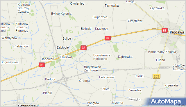 mapa Borysławice Kościelne, Borysławice Kościelne na mapie Targeo