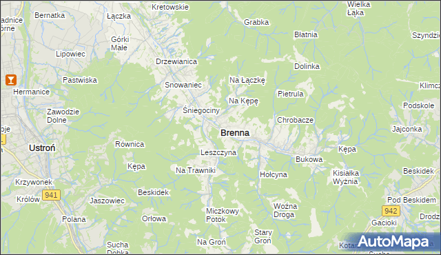 mapa Brenna, Brenna na mapie Targeo