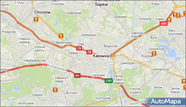 mapa Katowic, Katowice na mapie Targeo