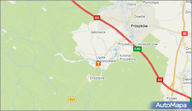 mapa Ligota Prószkowska, Ligota Prószkowska na mapie Targeo