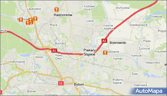 mapa Piekary Śląskie, Piekary Śląskie na mapie Targeo