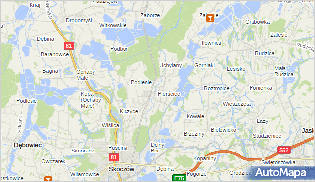 mapa Pierściec, Pierściec na mapie Targeo