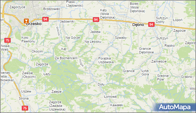 mapa Porąbka Uszewska, Porąbka Uszewska na mapie Targeo