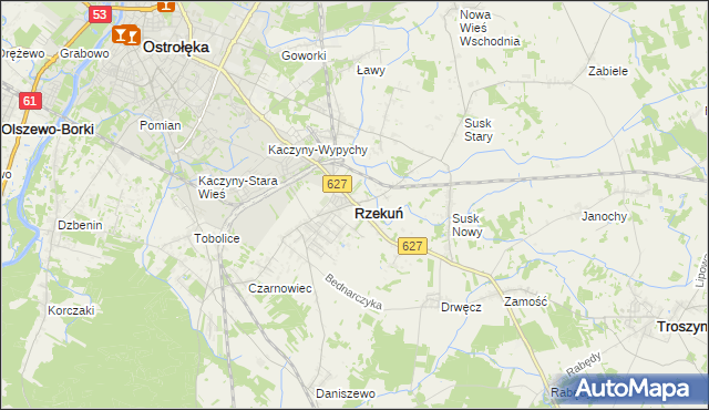 mapa Rzekuń, Rzekuń na mapie Targeo