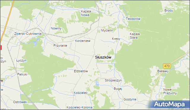mapa Słuszków, Słuszków na mapie Targeo