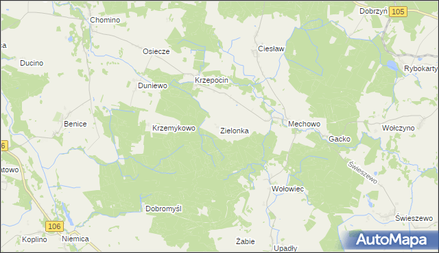 mapa Zielonka gmina Golczewo, Zielonka gmina Golczewo na mapie Targeo