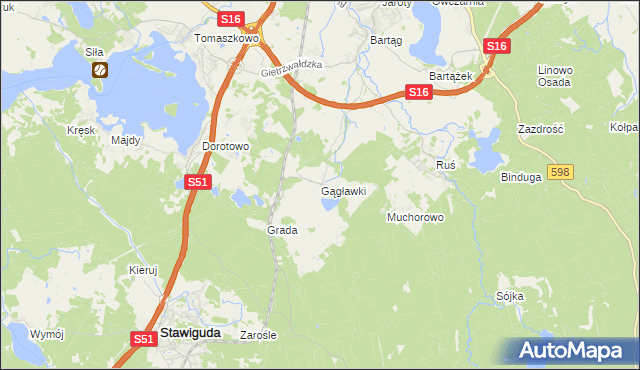 mapa Gągławki, Gągławki na mapie Targeo