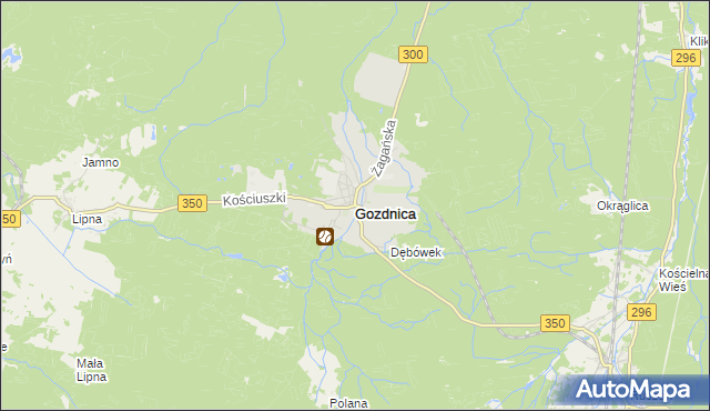 mapa Gozdnica powiat żagański, Gozdnica powiat żagański na mapie Targeo