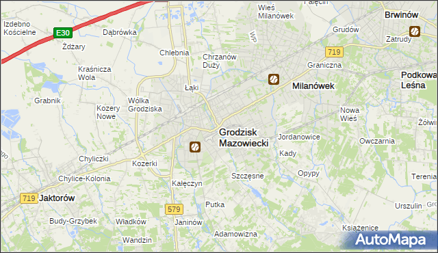 mapa Grodzisk Mazowiecki, Grodzisk Mazowiecki na mapie Targeo