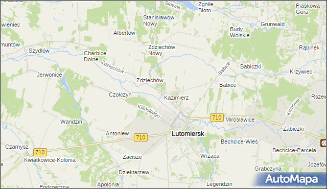 mapa Kazimierz gmina Lutomiersk, Kazimierz gmina Lutomiersk na mapie Targeo