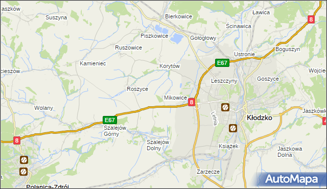 mapa Mikowice gmina Kłodzko, Mikowice gmina Kłodzko na mapie Targeo