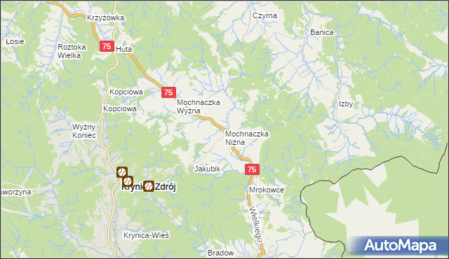 mapa Mochnaczka Niżna, Mochnaczka Niżna na mapie Targeo