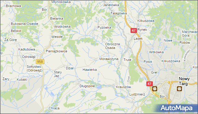 mapa Morawczyna, Morawczyna na mapie Targeo