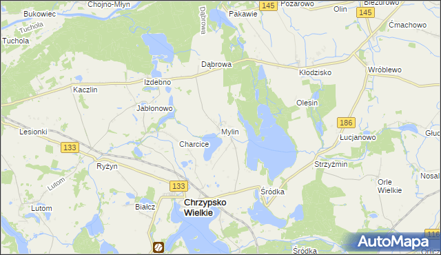 mapa Mylin, Mylin na mapie Targeo