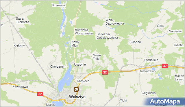 mapa Nowe Tłoki, Nowe Tłoki na mapie Targeo