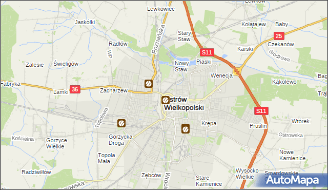 mapa Ostrów Wielkopolski, Ostrów Wielkopolski na mapie Targeo