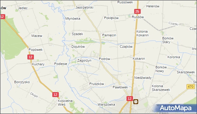 mapa Piotrów gmina Blizanów, Piotrów gmina Blizanów na mapie Targeo