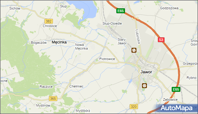 mapa Piotrowice gmina Męcinka, Piotrowice gmina Męcinka na mapie Targeo
