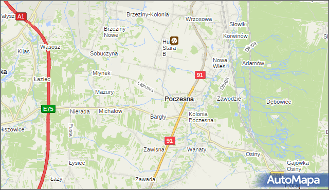 mapa Poczesna, Poczesna na mapie Targeo