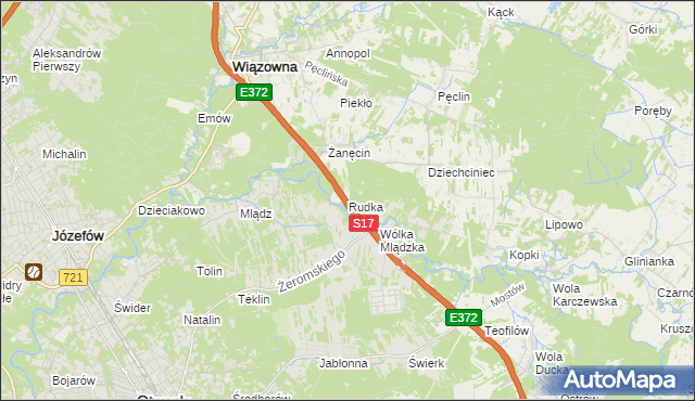 mapa Rudka gmina Wiązowna, Rudka gmina Wiązowna na mapie Targeo