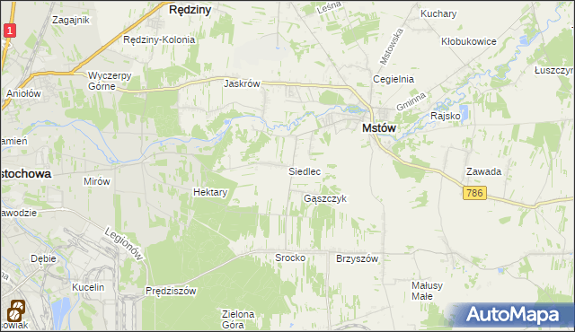 mapa Siedlec gmina Mstów, Siedlec gmina Mstów na mapie Targeo