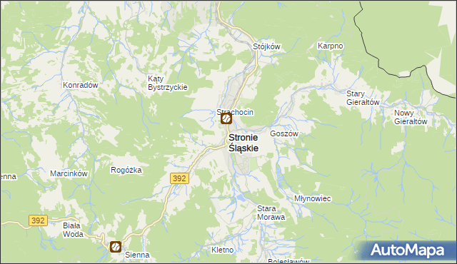 mapa Stronie Śląskie powiat kłodzki, Stronie Śląskie powiat kłodzki na mapie Targeo
