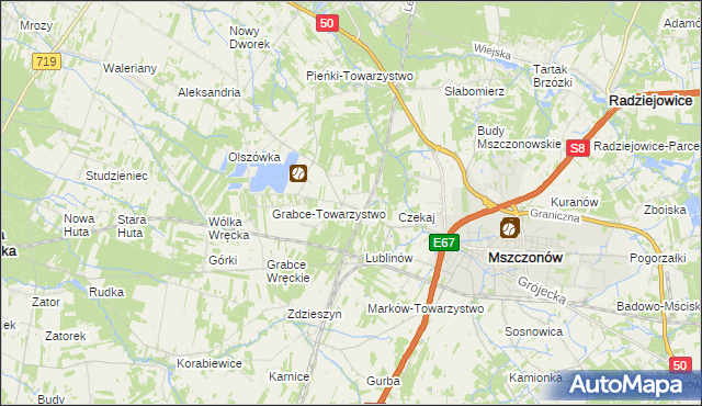 mapa Świnice gmina Mszczonów, Świnice gmina Mszczonów na mapie Targeo
