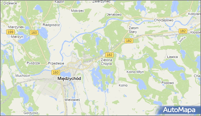 mapa Zielona Chojna, Zielona Chojna na mapie Targeo