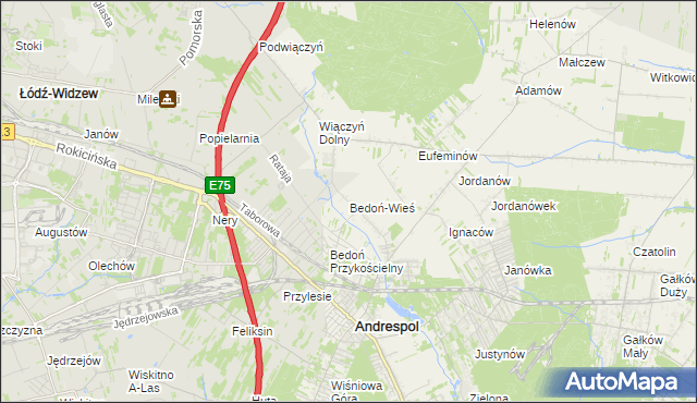 mapa Bedoń-Wieś, Bedoń-Wieś na mapie Targeo