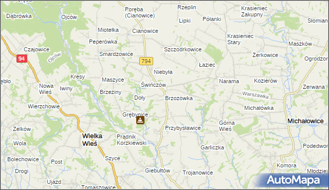 mapa Brzozówka gmina Zielonki, Brzozówka gmina Zielonki na mapie Targeo