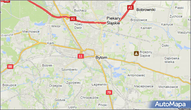 mapa Bytomia, Bytom na mapie Targeo