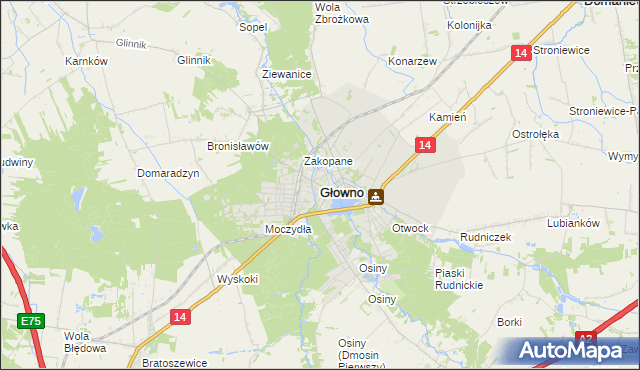 mapa Głowno, Głowno na mapie Targeo