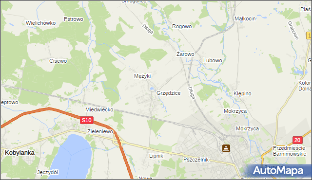 mapa Grzędzice, Grzędzice na mapie Targeo