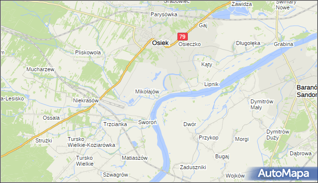 mapa Łęg gmina Osiek, Łęg gmina Osiek na mapie Targeo